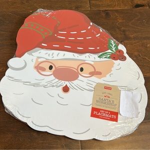 NWT Set of 4 Santa Face Christmas Cork Placemats Red Multicolored Holiday